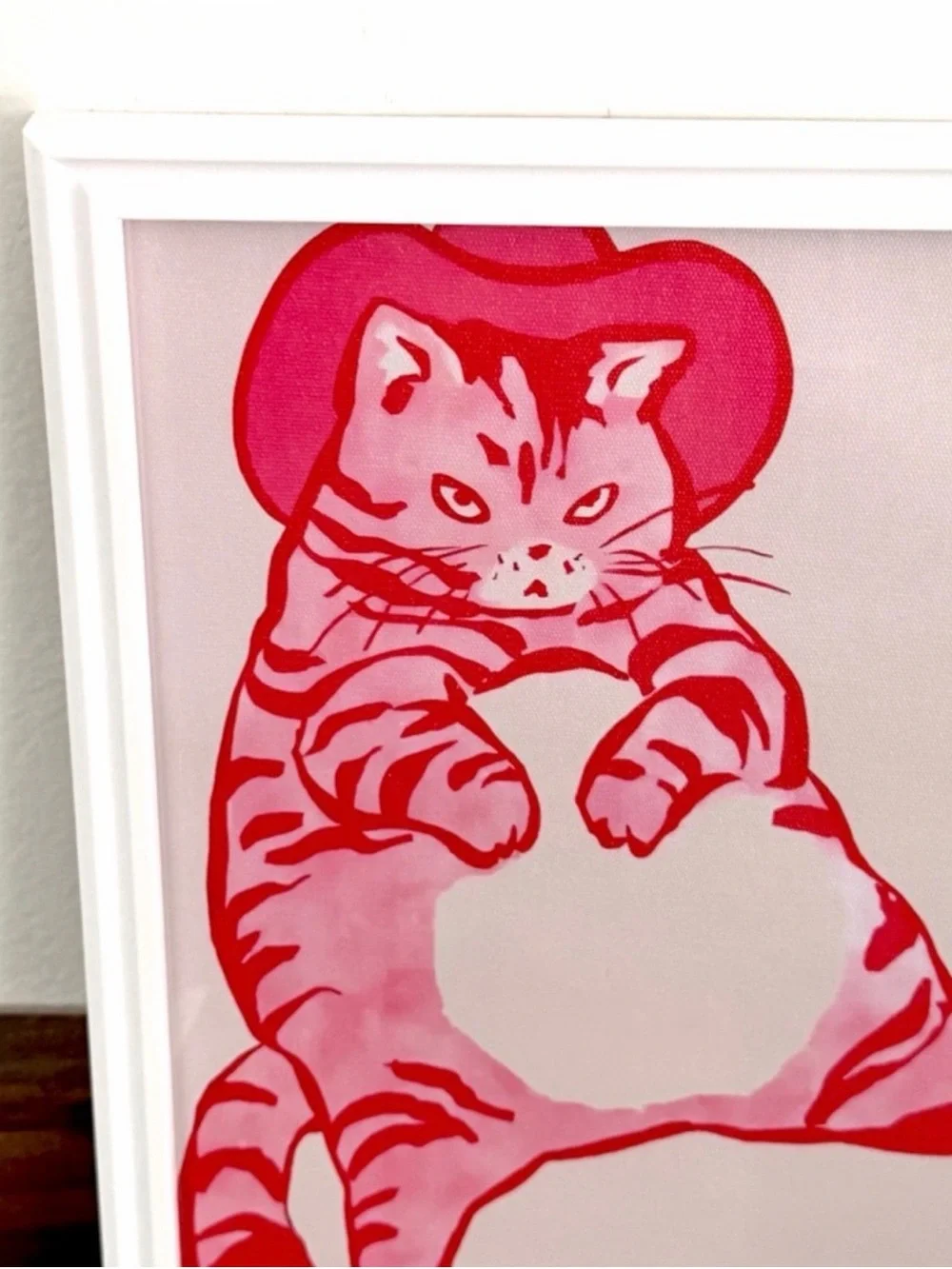 Unimpressed Cowboy Fat Cat Western Canvas Art Print Framed Wall Hanging Art 9x11